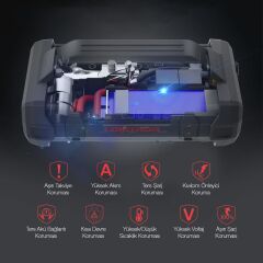 Lokithor JA2500 Akıllı Akü Takviye + Pompa + Powerbank + Led Lamba 12V 2500Amp LiFePO4