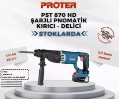 Proter PST 870 HD Şarjlı Pnömatik Kırıcı Delici Matkap 20V 4Ah