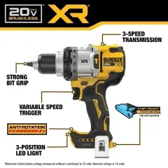 Dewalt DCD1007P2  Çift Akülü XR Premium Kömürsüz Darbeli Matkap 169Nm 18V 5.0AH