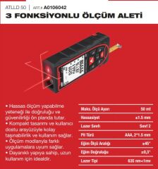 Attlas ATLLD 50 Lazer Metre Ve Lazer Hizalama 50mt