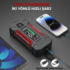 Lokithor J2500 Akıllı Akü Takviye + Powerbank + Led Lamba 12V 2500Amp LiFePO4