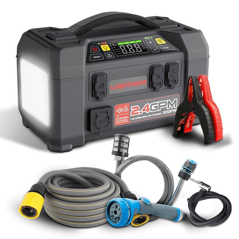 Lokithor AW401 Akıllı Akü Takviye + Pompa + Basınçlı Yıkama + Powerbank + Led Lamba 12V 2500Amp Li-Polimer