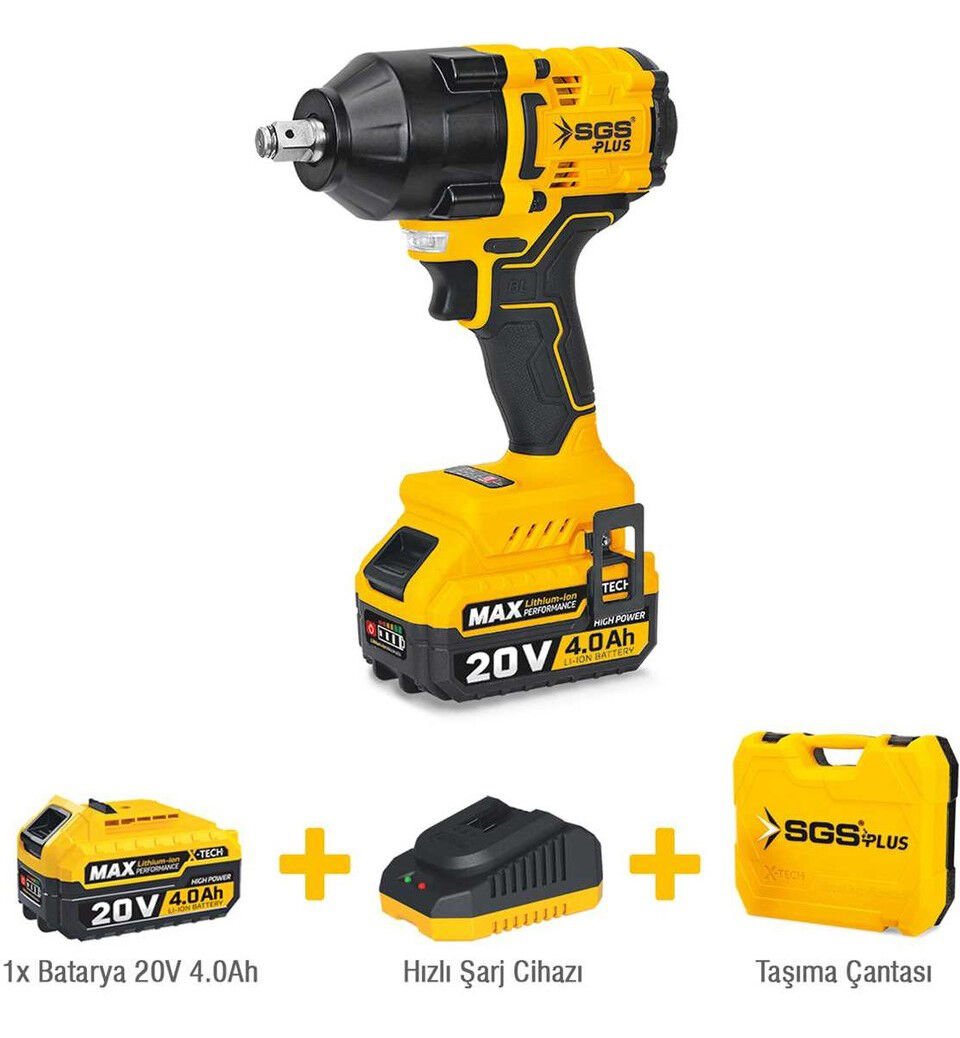 SGS5503 Darbeli Somun Sökme Makinası 1/2'' 650Nm 20V 4Ah (Tek Akülü)
