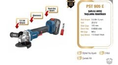 Proter Pst 905 E Akülü Avuç Taşlama 20V 5.0 Amper