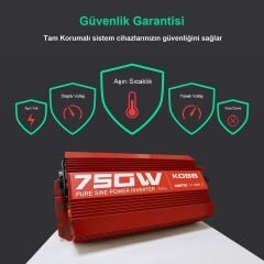 KOBB KBN750 Tam Sinüs Dönüştürücü İnvertör 12V/220V 750Watt