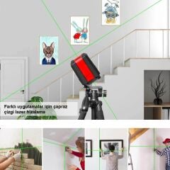 KOBB KBL92G Nokta ve Yatay Dikey Lazer Otomatik Hizalamalı Yeşil Çapraz Çizgi