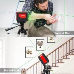 KOBB KBL92G Nokta ve Yatay Dikey Lazer Otomatik Hizalamalı Yeşil Çapraz Çizgi