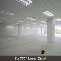 KOBB KBL34G Otomatik Hizalamalı Yeşil Çapraz Çizgi Lazer Distomat 40 Metre Profesyonel Li-ion Şarjlı 3X360⁰