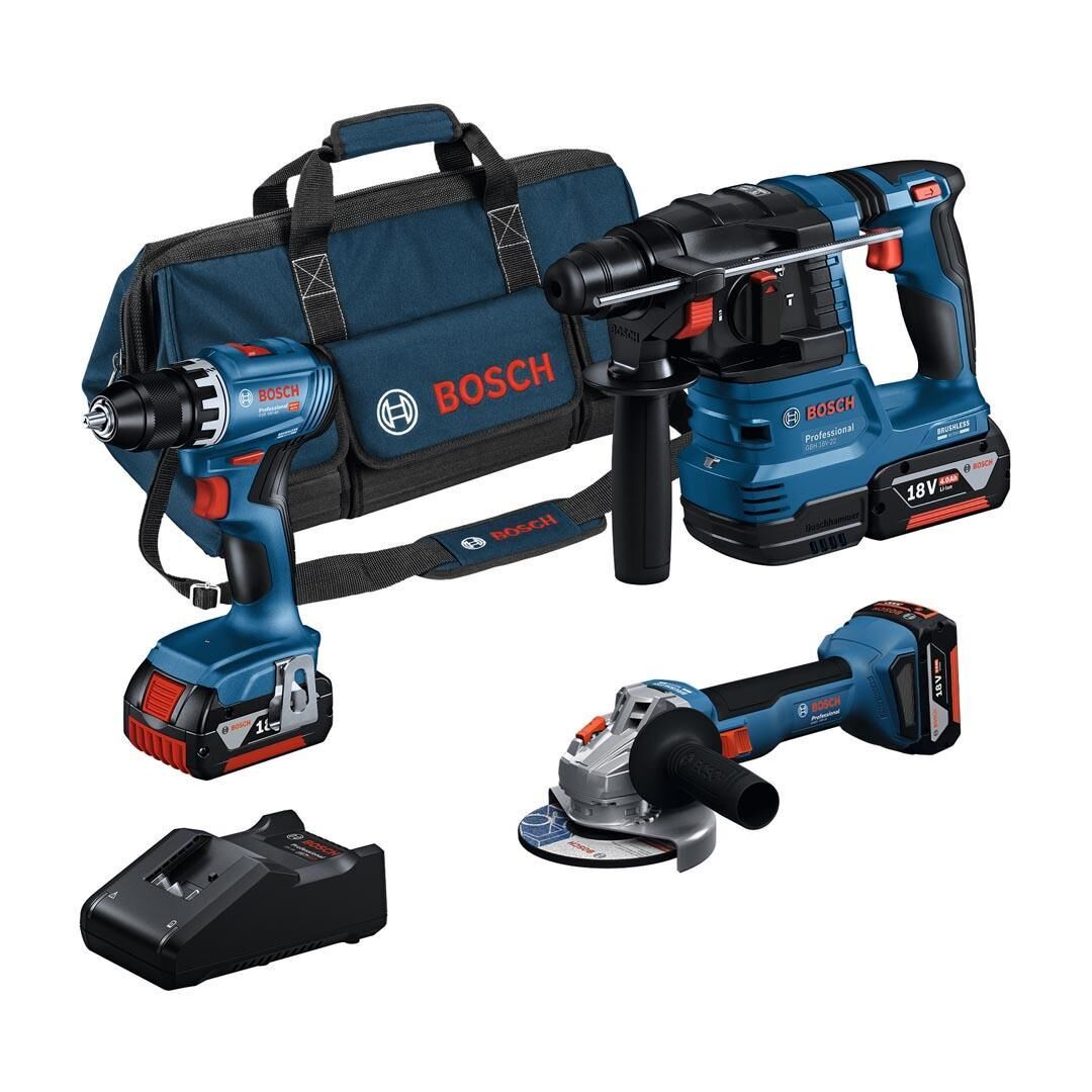 Bosch GBH 18V-22 + GWS 18V-8 + GSR 18V-45 Akülü Kombo Kit 3x18V 4.0Ah  - 0615A5007L