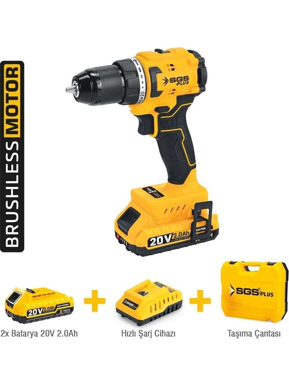 Sgs 5529 Akülü Vidalama 60 Nm Çift Akü 20 Volt 2 Amper