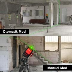 KOBB KBL34G Yeşil Çapraz Çizgi Lazer Distomat Şarjlı 3X360⁰ 40 Metre