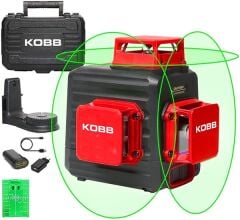 KOBB KBL34G Yeşil Çapraz Çizgi Lazer Distomat Şarjlı 3X360⁰ 40 Metre