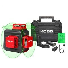 KOBB KBL34G Yeşil Çapraz Çizgi Lazer Distomat Şarjlı 3X360⁰ 40 Metre