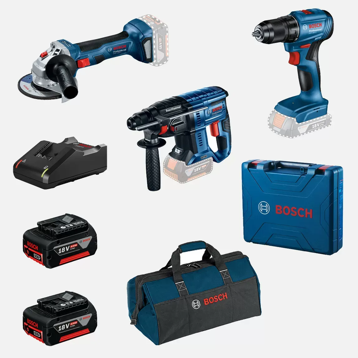Bosch GSR 185-LI GWS 180-LI GBH 180-LI Profesyonel Makine 3 Lü Set