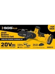 Sgs 5310 Zincirli Ağaç Budama Testeresi Kömürsüz 200MM 20V 2X4AH Akülü