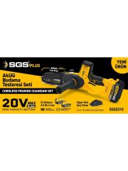 Sgs 5310 Zincirli Ağaç Budama Testeresi Kömürsüz 200MM 20V 2X4AH Akülü
