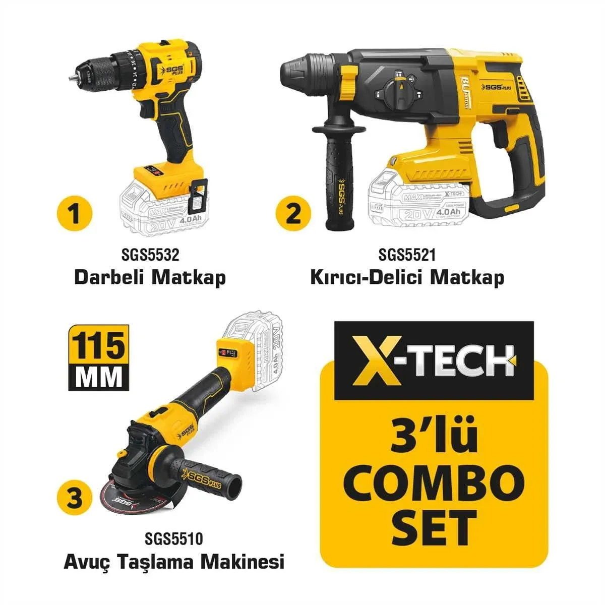 SGS 5450 Combo Set Hilti-Taşlama-Matkap 3Lü