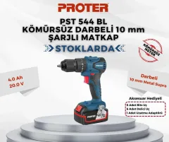 Proter PST 544 BL Çift Akülü Darbeli Kömürsüz Şarjlı Matkap 20V 4Ah