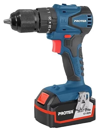 Proter PST 544 BL Çift Akülü Darbeli Kömürsüz Şarjlı Matkap 20V 4Ah