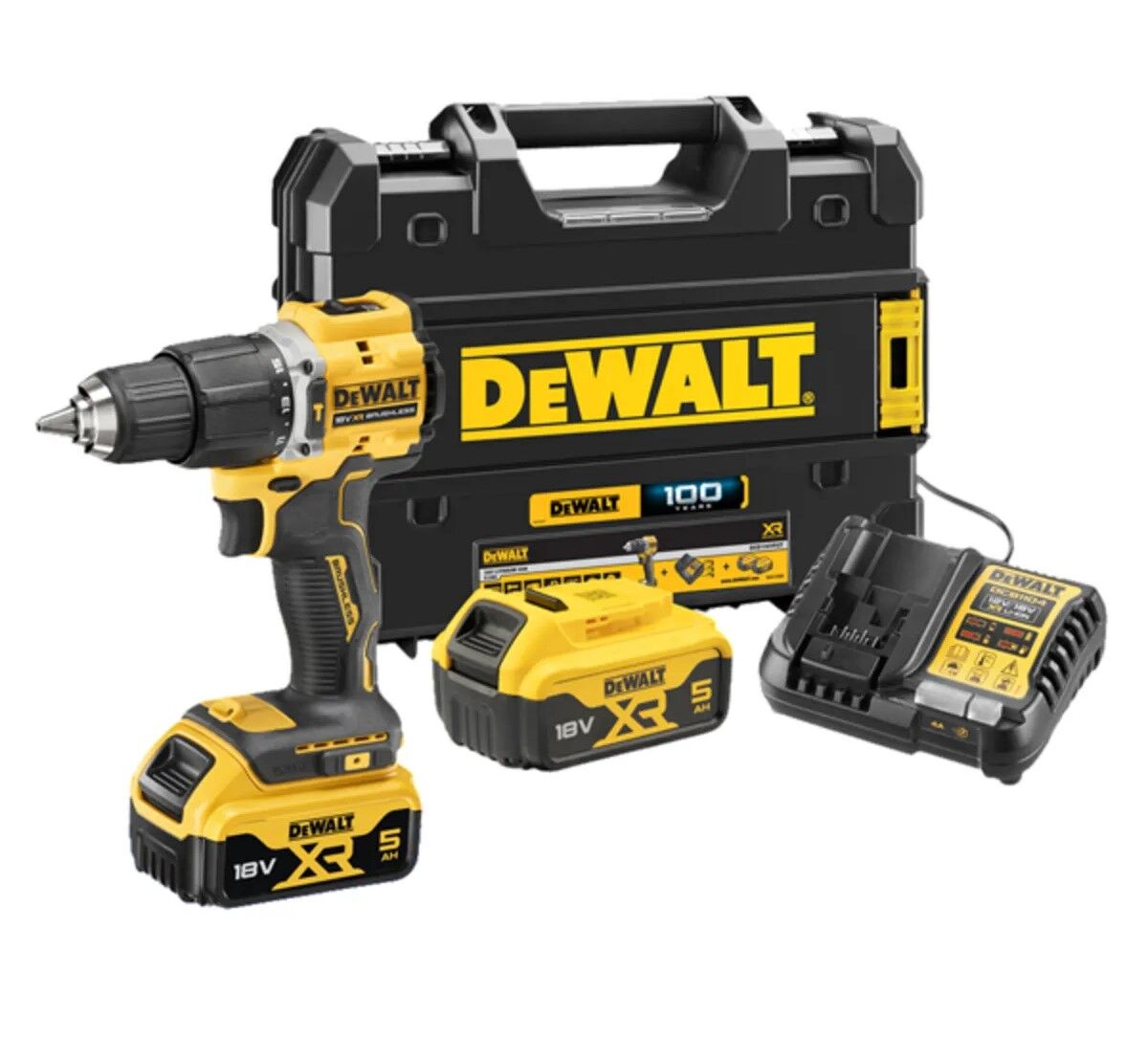 Dewalt DCD100YP2T Çift Akülü Darbeli Matkap Kiti 18V 5.0 Ah (100.Yıla Özel)